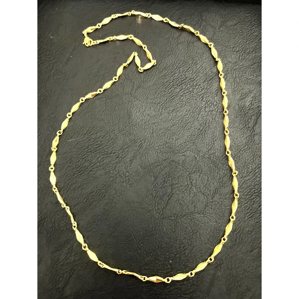 Vintage Monet Gold Tone‎ Textured Bar Link Chain Necklace 28 Inch Minimalist 80s